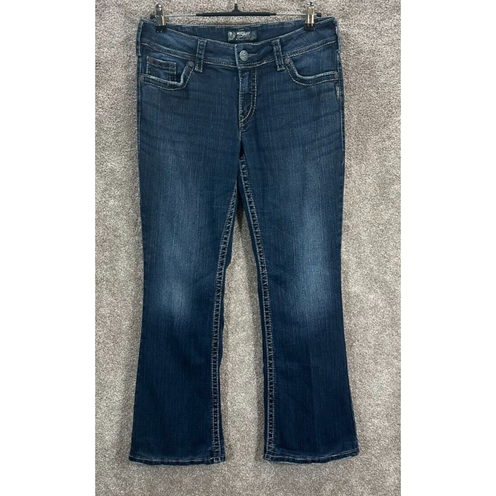 Silver Jeans Women 32X32 Blue Actual 32X29 HEMMED Suki Surplus Bootcut Dark Wash